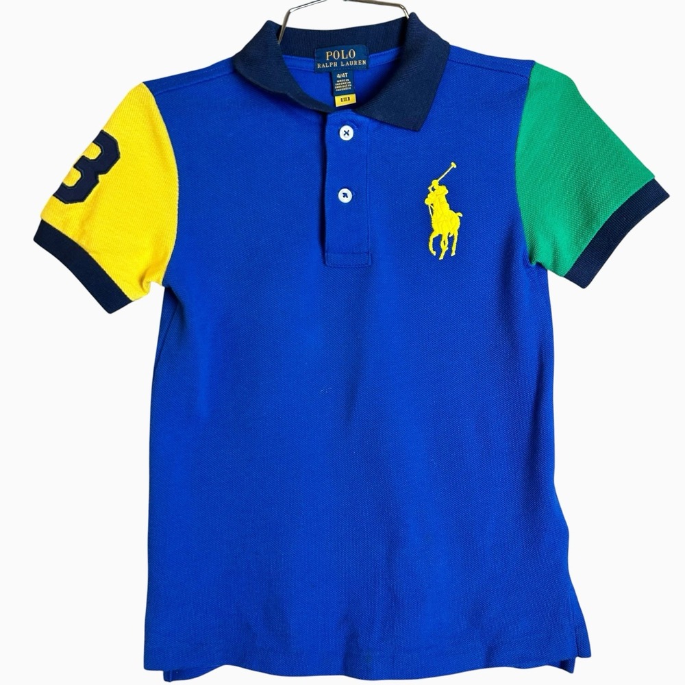 Polo Ralph Lauren Polo Shirt Kids Size 4/4T Colorblock Big Pony Multicolor